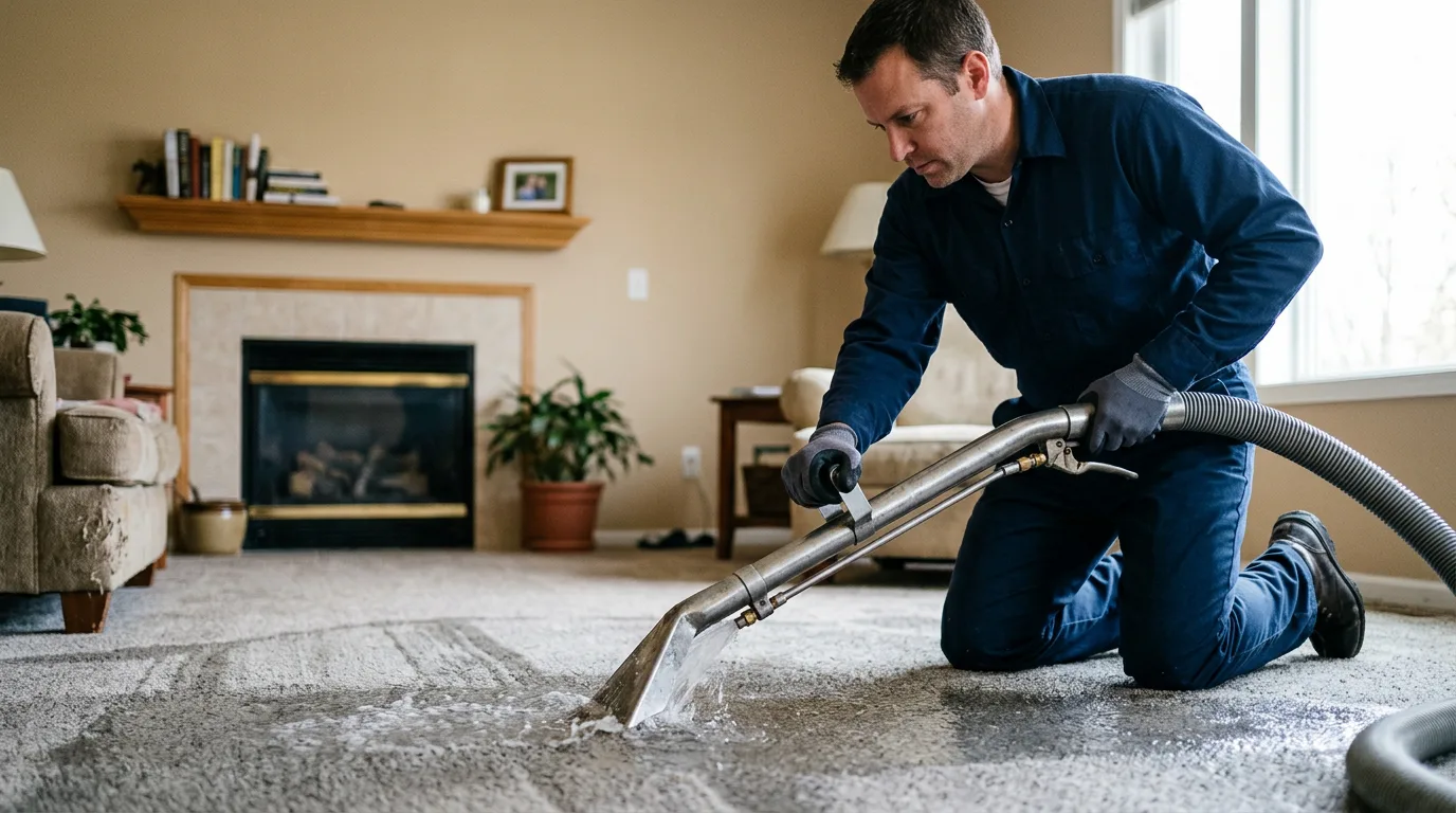 Water damage restoration technician working near Drury, MA